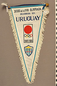 Thumbnail of Pennant for the XVIII Summer Olympics in Tokyo: Uruguay Delegation (1977.01.0822A)