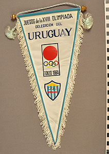 Thumbnail of Pennant for the XVIII Summer Olympics in Tokyo: Uruguay Delegation (1977.01.0822B)