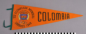 Thumbnail of Commemorative Pennant for the XIV Summer Olympics in London: Columbia (1977.01.0851)