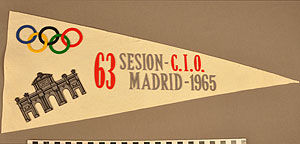 Thumbnail of Commemorative Pennant for the International Olympic Committee 63rd Session in Madrid (1977.01.0853)