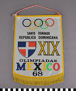 Thumbnail of Commemorative Pennant for the XIX Summer Olympics in Mexico City: Santo Domingo, Dominican Republic (1977.01.0865)