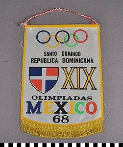 Thumbnail of Commemorative Pennant for the XIX Summer Olympics in Mexico City: Santo Domingo, Dominican Republic (1977.01.0865)