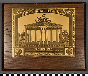 Thumbnail of Commemorative Olympic Plaque Containing the Olympiad Oath (1977.01.0899)