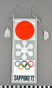 Thumbnail of Commemorative Miniature Pennant for the XI Winter Olympics in Sapporo (1977.01.0907)