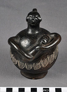 Thumbnail of Blackware Bottle: Woman with Baby (2017.06.0010)