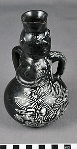 Thumbnail of Blackware Bottle: Male Figure (2017.06.0012)
