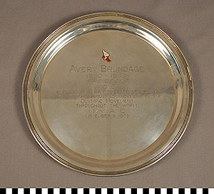 Thumbnail of Service Award Tray for Avery Brundage as President of the International Olympics Committee (1977.01.0010)