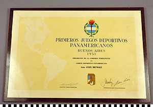 Thumbnail of Plaque: First Pan-American Games (1977.01.0894)