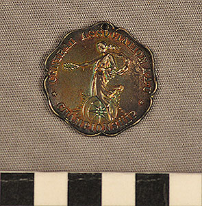 Thumbnail of Medal:  Central Association A.A.U., Second Illinois Infantry Track and Field Meet, Second Place Shot Put (1977.01.1739)