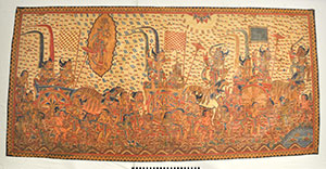 Thumbnail of Cloth Painting: "The Pandawa Brothers Advance against Their Korawa Cousins," scene from the Mahabharata (2002.17.0024)