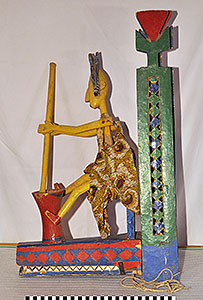 Thumbnail of Festival Marionette Mask:  Female Pounding Food Figure on Alligator Jaw (2014.03.0909)