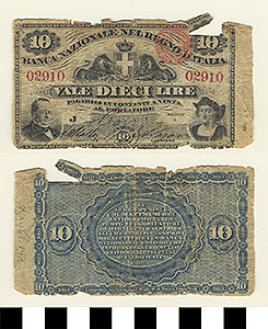 Thumbnail of Bank Note: Italy, 10 Lire (1900.61.0143)