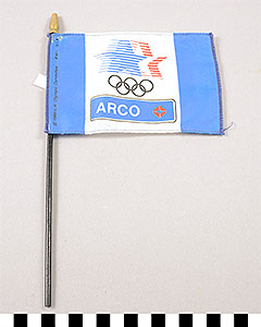 Thumbnail of Commemorative Olympic Miniature Flag:  ARCO Logo (1901.14.0034)