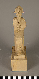 Thumbnail of Plaster Cast of an Votive Figure: Sitting Male with Crown, Flail, and Crook (1948.01.0075)