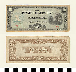 Thumbnail of Bank Note: Japanese Government-Issued Philippine Occupation Fiat, 10 Pesos  (1965.01.0145)