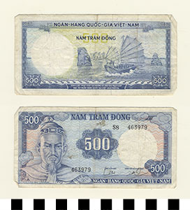 Thumbnail of Bank Note: Republic of Vietnam, South Vietnam,  500 Dong (Piestre) (1971.27.0006)