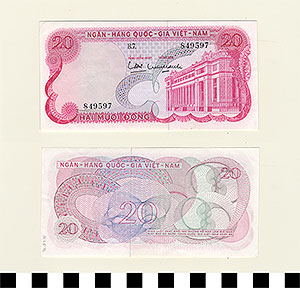 Thumbnail of Bank Note: South Vietnam, 20 Piestre (Dong) (1971.27.0011)