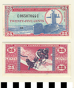 Thumbnail of Military Payment Certificate: 25 Cents (1971.27.0019)