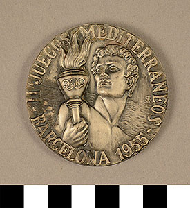 Thumbnail of Second Mediterranean Game Commemorative Medallion: "II Juegos Mediterraneos, Barcelona 1955" (1977.01.0510)
