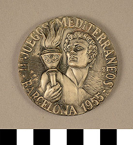 Thumbnail of Second Mediterranean Game Commemorative Medallion: "II Juegos Mediterraneos, Barcelona 1955" (1977.01.0510)