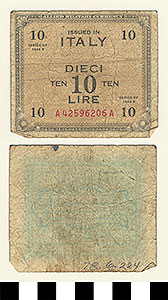 Thumbnail of Bank Note: Italy, 10 Lire (1978.06.0224)