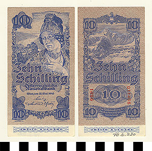 Thumbnail of Bank Note: Austria, 10 Schillings (1978.06.0230)