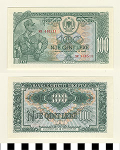 Thumbnail of Bank Note: Albania, 100 Leke (1992.23.0009)