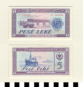 Thumbnail of Bank Note: Albania, 5 Leke (1992.23.0010)
