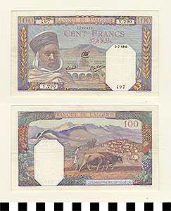 Thumbnail of Bank Note: Algeria, 100 Francs (1992.23.0013)