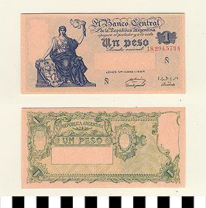 Thumbnail of Bank Note: Argentina, 1 Peso (1992.23.0022)
