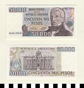 Thumbnail of Bank Note: Argentina, 50,000 Pesos (1992.23.0025)