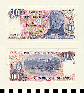 Thumbnail of Bank Note: Argentina, 100 Pesos (1992.23.0027)