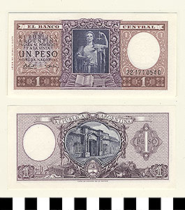 Thumbnail of Bank Note: Argentina, 1 Peso (1992.23.0034)