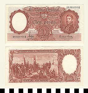 Thumbnail of Bank Note: Argentina, 100 Pesos (1992.23.0037)