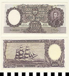 Thumbnail of Bank Note: Argentina, 1000 Pesos (1992.23.0038)