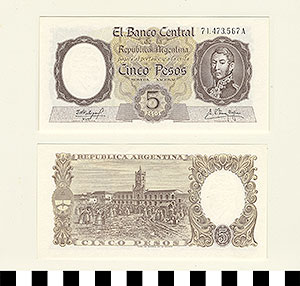 Thumbnail of Bank Note: Argentina, 5 Pesos  (1992.23.0039)