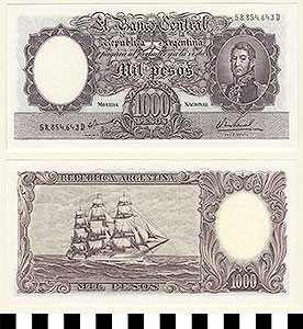 Thumbnail of Bank Note: Argentina, 1000 Pesos (1992.23.0042)