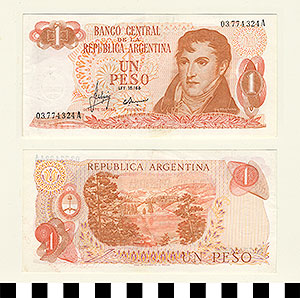 Thumbnail of Bank Note: Argentina, 1 Peso (1992.23.0044)