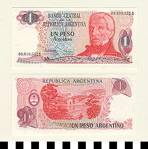Thumbnail of Bank Note: Argentina, 1 Peso (1992.23.0057A)