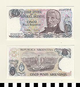 Thumbnail of Bank Note: Argentina, 5 Pesos (1992.23.0057B)
