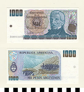 Thumbnail of Bank Note: Argentina, 1000 Pesos (1992.23.0059)