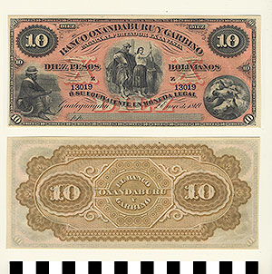 Thumbnail of Bank Note: Argentina, 10 Reales Bolivianos (1992.23.0067)