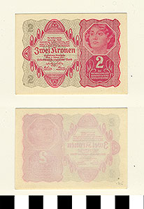 Thumbnail of Bank Note: Austria, 2 Kronen (1992.23.0084)