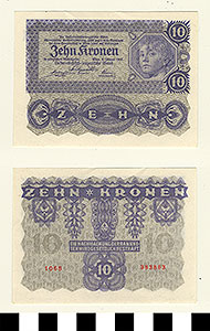 Thumbnail of Bank Note: Austria, 10 Kronen (1992.23.0085)