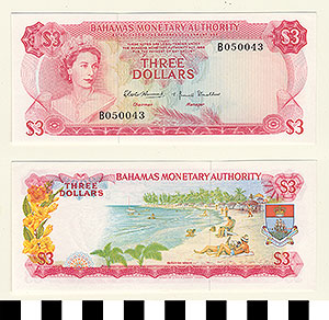 Thumbnail of Bank Note: Bahamas, Three Dollars (1992.23.0095)