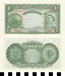 Thumbnail of Bank Note: Bahamas, Four Shillings (1992.23.0097)