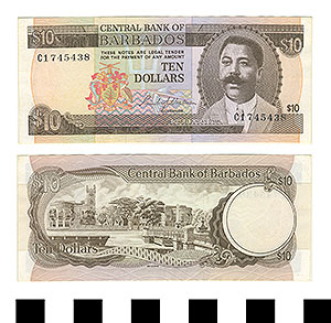 Thumbnail of Bank Note: Barbados, 10 Dollars (1992.23.0107)