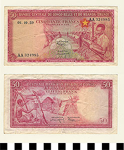 Thumbnail of Bank Note: Belgian Congo, 50 Francs (1992.23.0111)