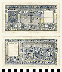 Thumbnail of Bank Note: Kingdom of Belguim, 1000 Francs (1992.23.0114)