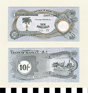 Thumbnail of Bank Note: Republic of Biafra, 10 Shillings (1992.23.0122)